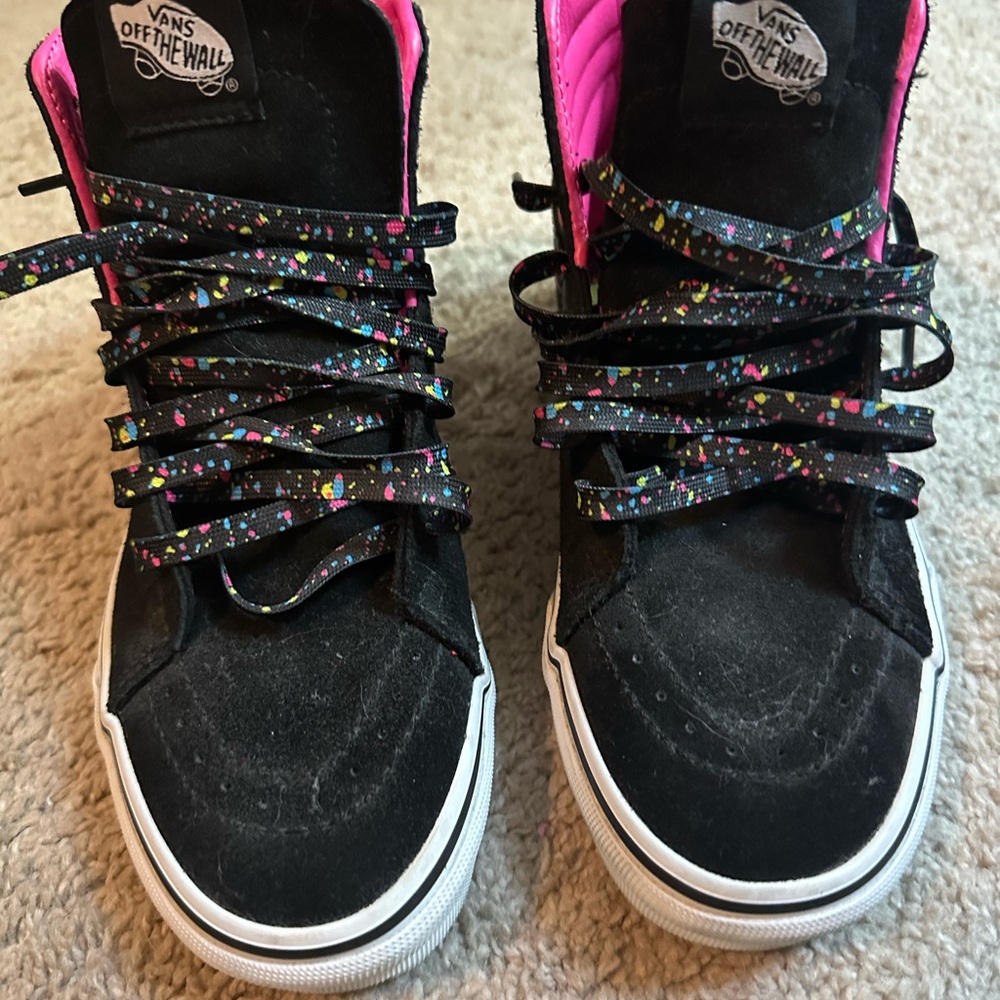 Black and Pink High-Top Sneakers